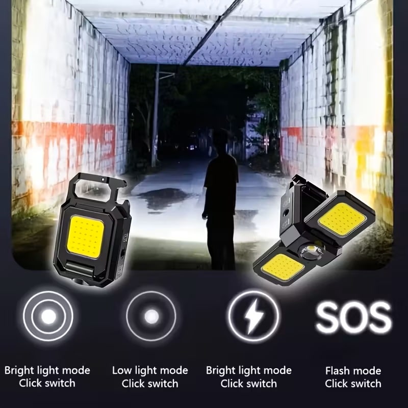 Linterna LED Doble Multifuncional Mini con Llavero Recargable USB