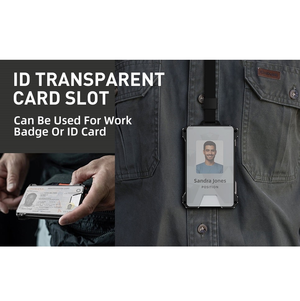 Billetera Inteligente RFID Aluminio 12 Tarjetas Transparente Compacta