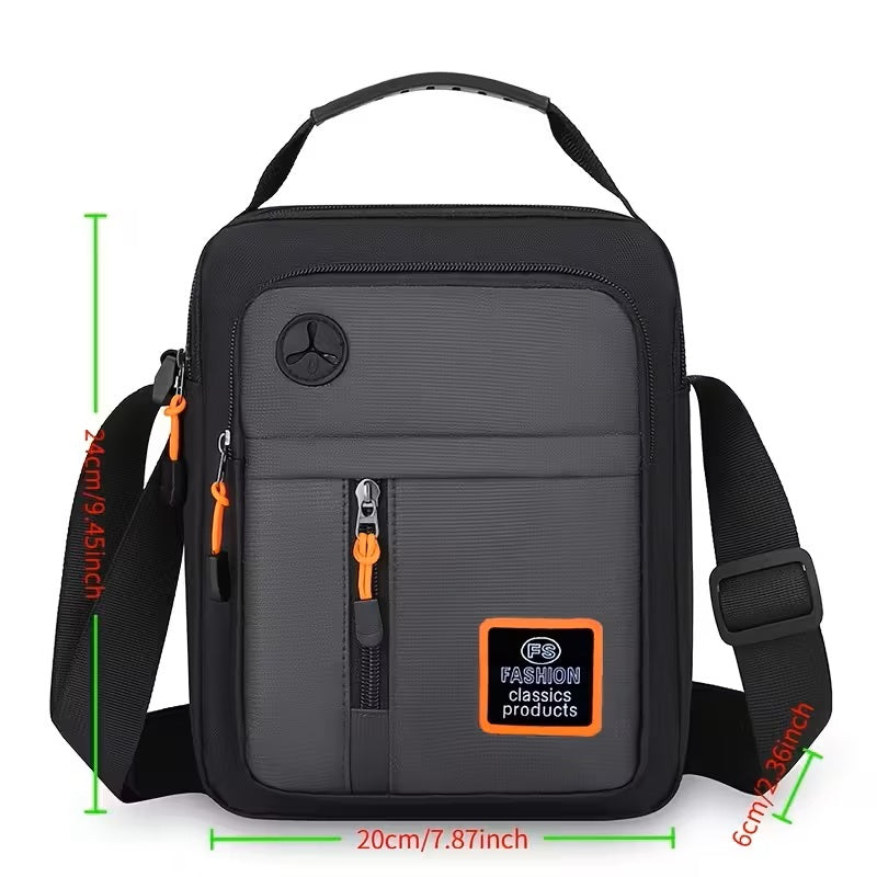 Bolso cruzado elegante - Abertura para audífonos - Múltiples bolsillos y bolsillo trasero oculto seguro - Correa ajustable - ideal para viajes casuales, vacaciones - Estilo urbano - Unisex - Negro