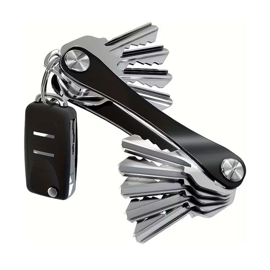 Llavero Smart - Aluminio Premium - Organizador de Llaves Minimalista - Capacidad para 10 Llaves - Para colgar en la cintura - Diseño Compacto y Resistente - Negro