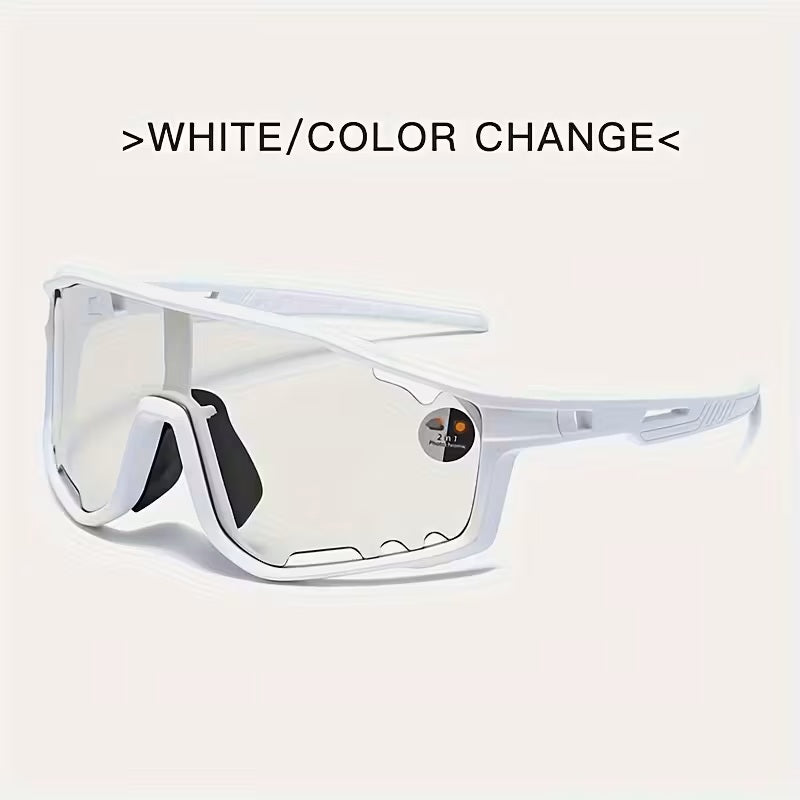 Gafas de Ciclismo Fotocromáticas Unisex – Lentes UV400 y Antirreflejos Blanco