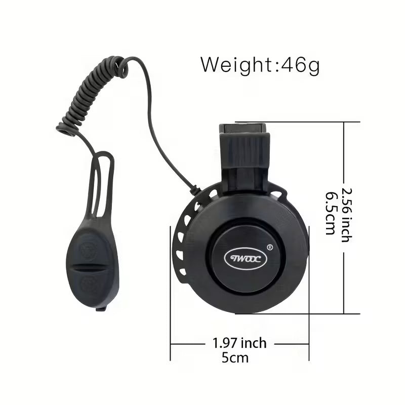 Bocina USB Recargable Bicicleta 120dB 4 Modos Impermeable Negra