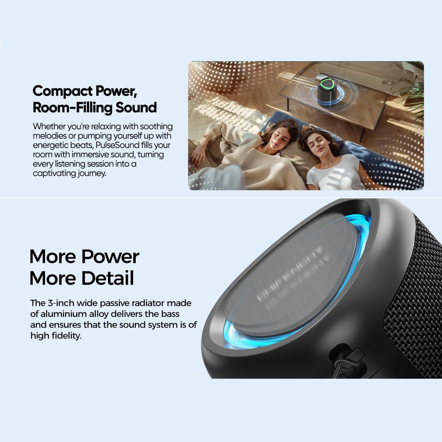 Parlante  Bluetooth CHIFENCHY PulseSound 15W Luz LED IPX5