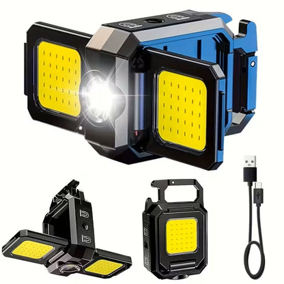Linterna LED Doble Multifuncional Mini con Llavero Recargable USB