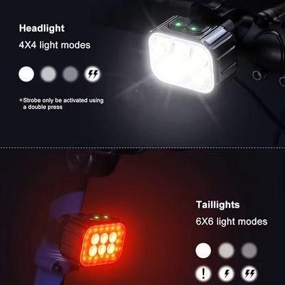 Luces Led Delantera y Trasera 500 Lúmenes Recargables USB Bicicleta