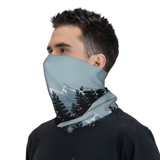 Buff flexible para cuello y cabeza - Multifuncional con Protección UV – Accesorio Unisex - Cinta Versátil - Transpirable para Ciclismo, Running, Senderismo y Deportes al Aire Libre – Estampado de Paisaje Bosque