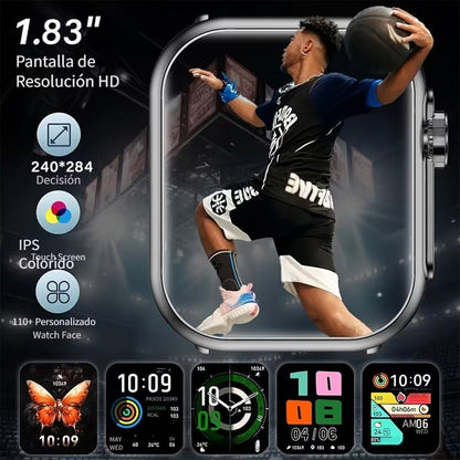 Smartwatch Negro con Llamadas Bluetooth y 100+ Modos Deportivos