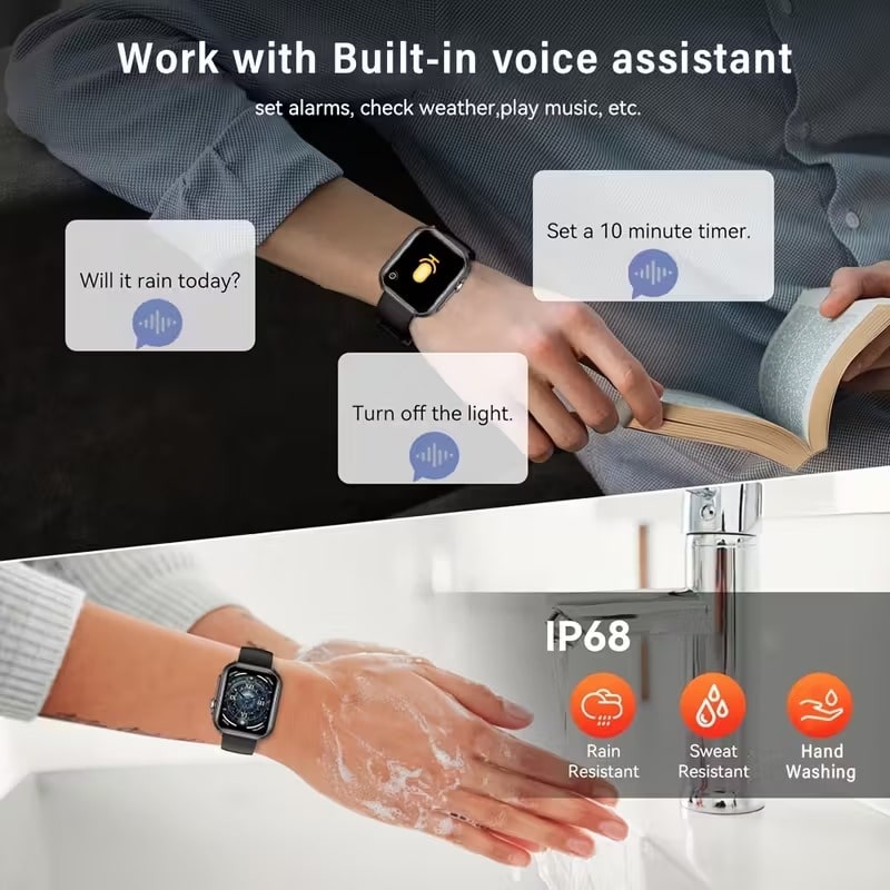 Smartwatch Negro con Llamadas Bluetooth y 100+ Modos Deportivos