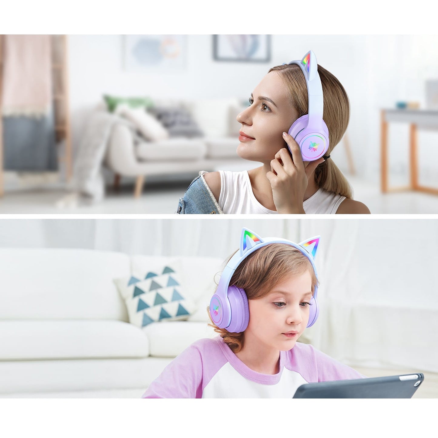 Audífonos Bluetooth ONITOON Orejas de Gato LED HiFi