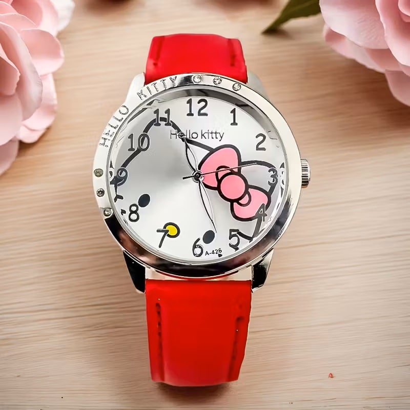 Reloj de Moda Hello Kitty Sanrio para Mujer con Correa de Cuero PU
