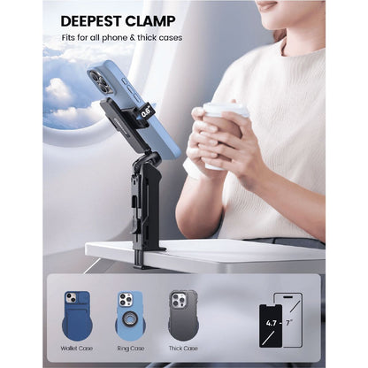 Soporte Plegable para Teléfono de Viaje con Clip Ajustable 360°