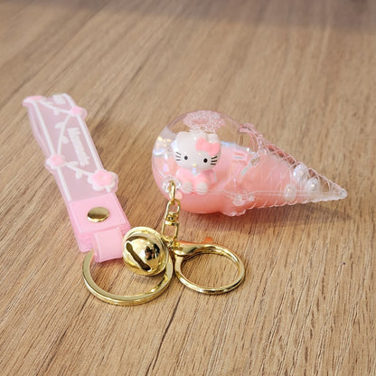 Llavero Hello Kitty Sanrio Rosa con Helado de Cono y Borla