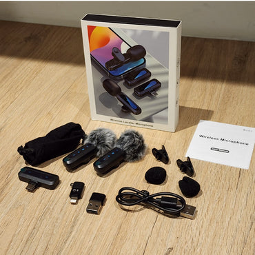 Micrófonos Lavalier Inalámbricos PRO – USB-C, Cancelación de Ruido HD – Pack x2