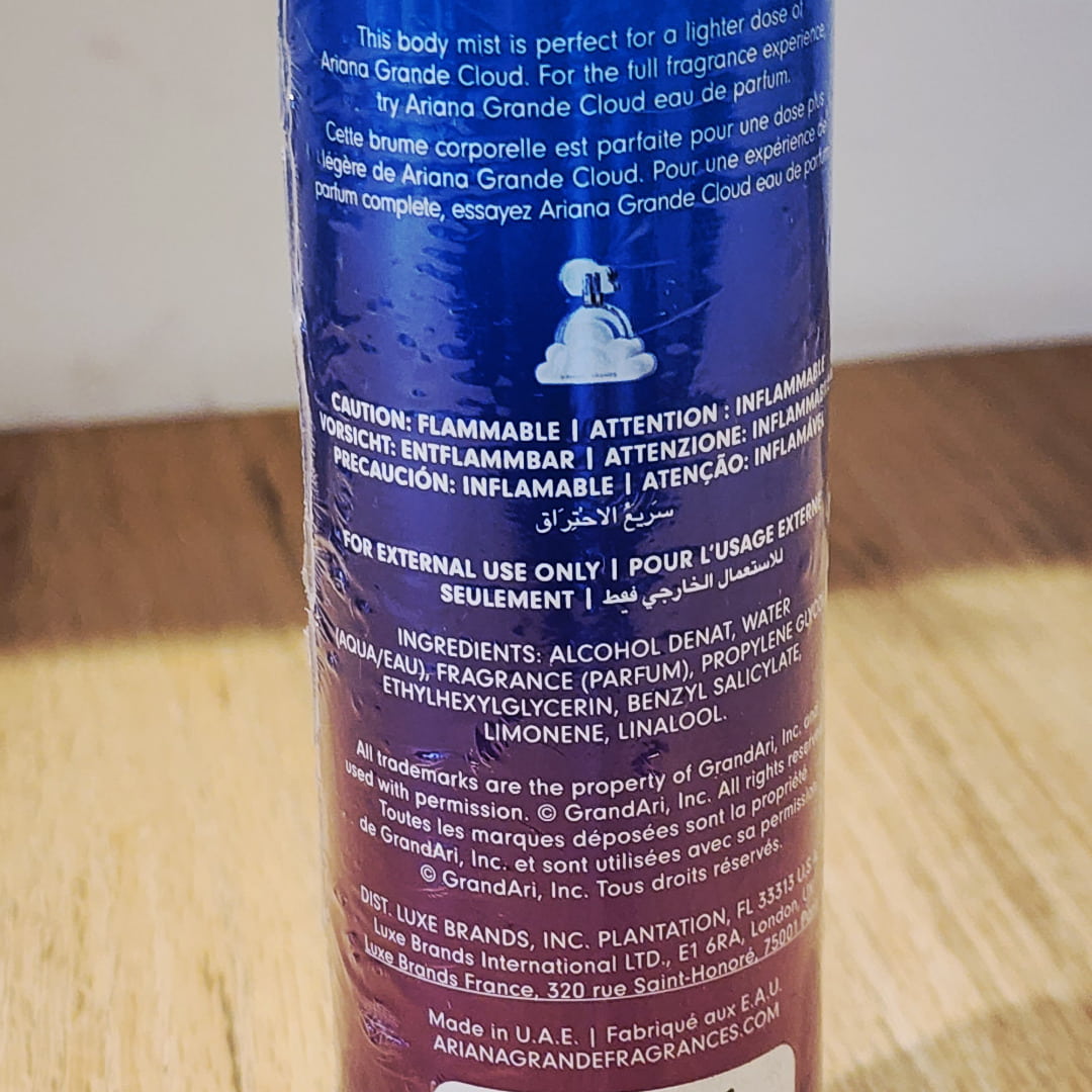Splash Ariana Grande Cloud Body Mist para Mujer 8 oz