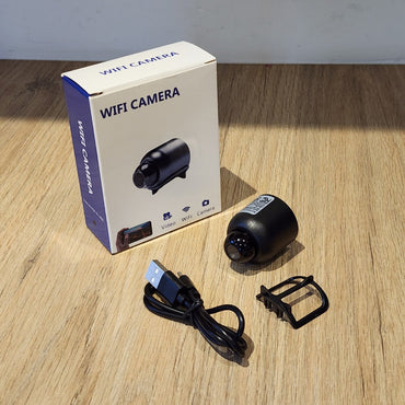 Cámara de Vigilancia WiFi Negra con Ángulo Amplio para Hogar y Oficina