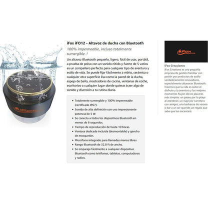 Parlante Bluetooth iFox iF012 Impermeable IP67 Ducha