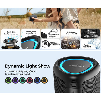 Parlante  Bluetooth CHIFENCHY PulseSound 15W Luz LED IPX5