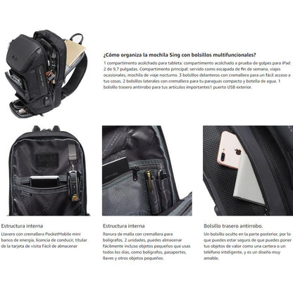 Mochila Bandolera Antirrobo BANGE Impermeable con USB
