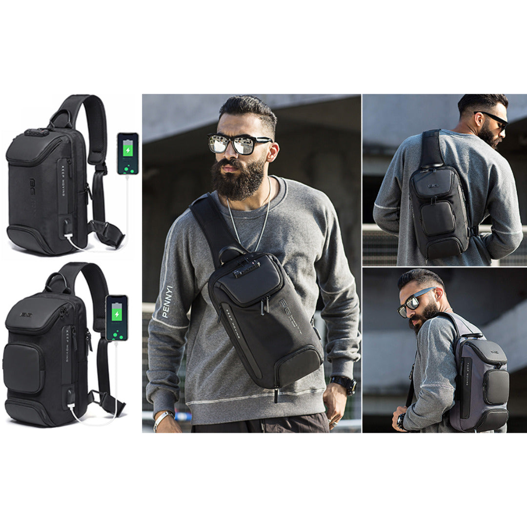 Mochila Bandolera Antirrobo BANGE Impermeable con USB