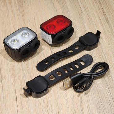 Luces LED para Bicicleta Recargables USB Delantera y Trasera Kit x2