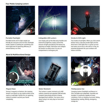 Linterna LED Camping Recargable 360° Emergencias SOS