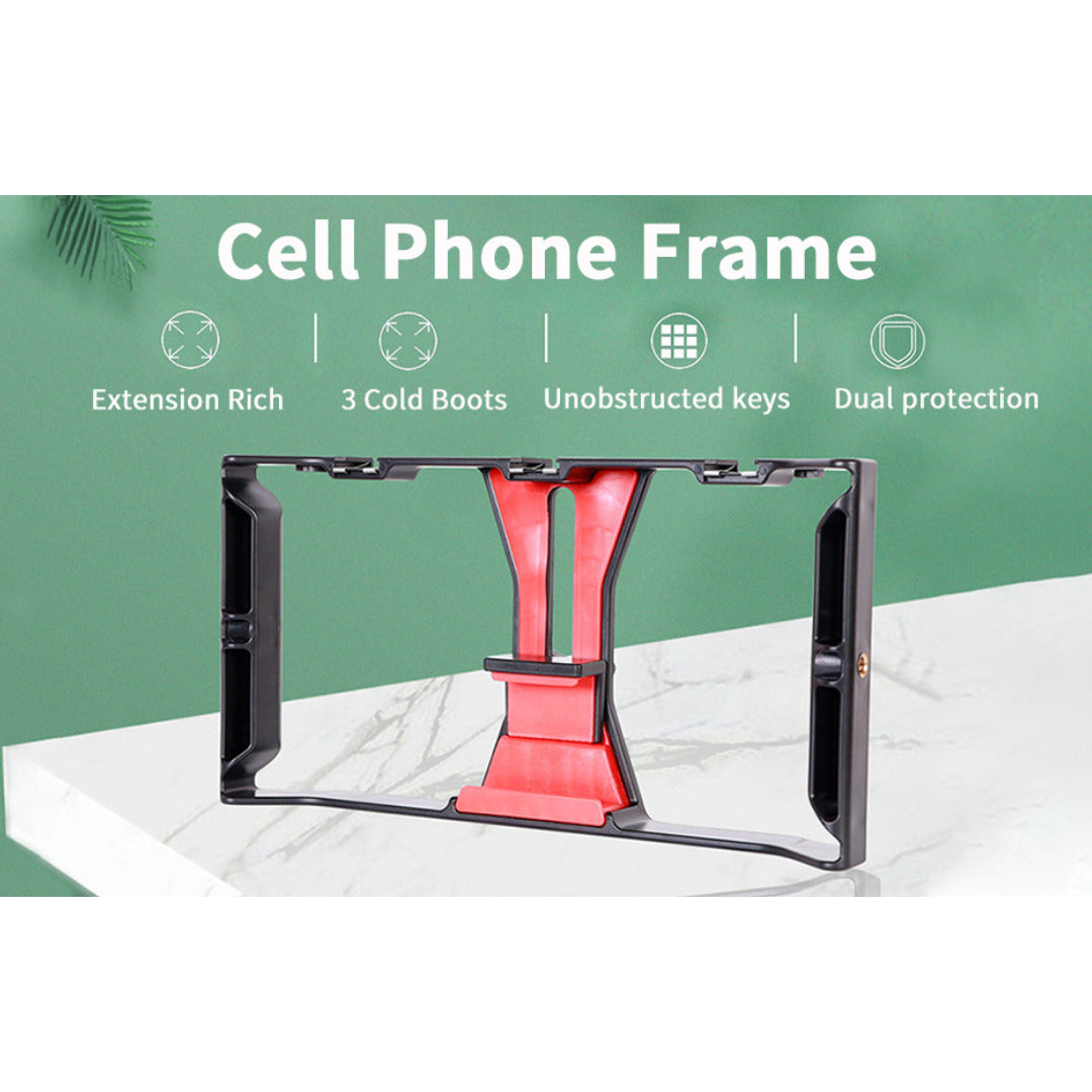 Jaula Estabilizadora para Celular – Soporte Vlogging con 3 Zapatas Frías