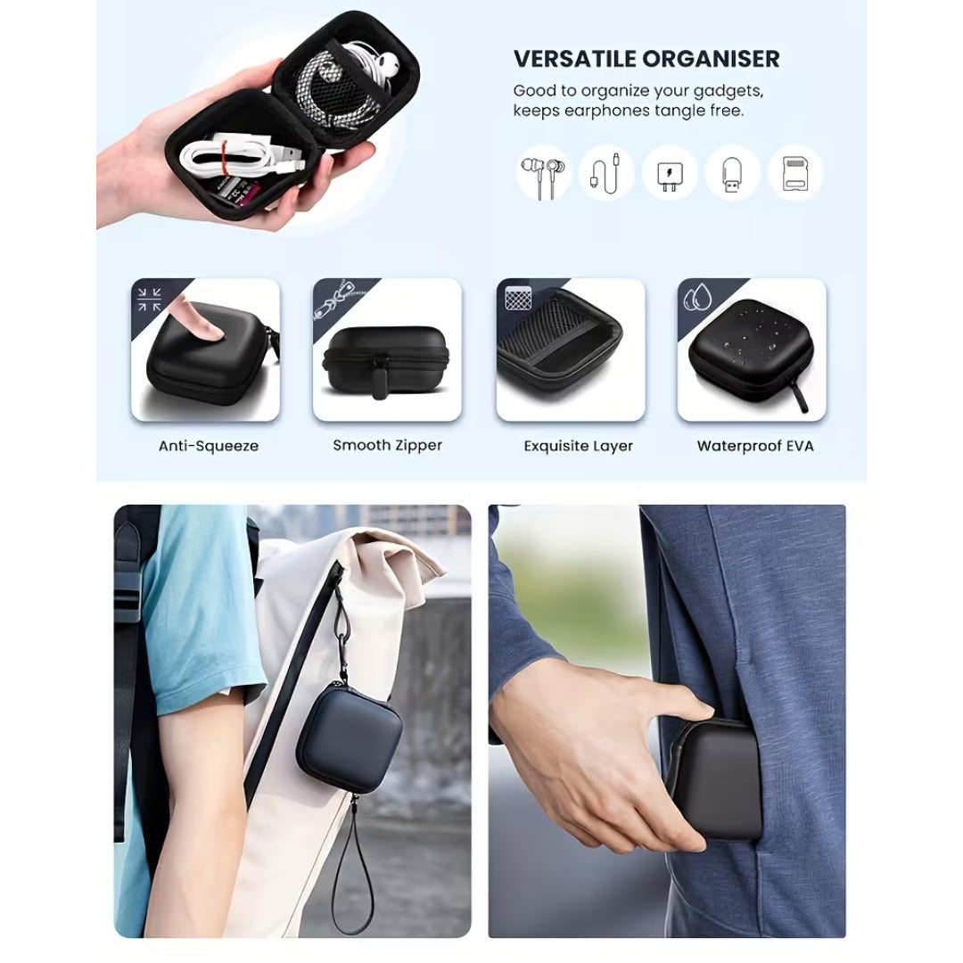 Mini Estuche Portátil para Accesorios Electrónicos Negro