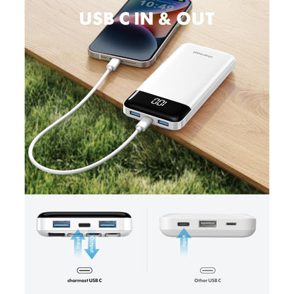 Power Bank 10000mAh 4 Cables Integrados USB-C Carga Rápida Blanco