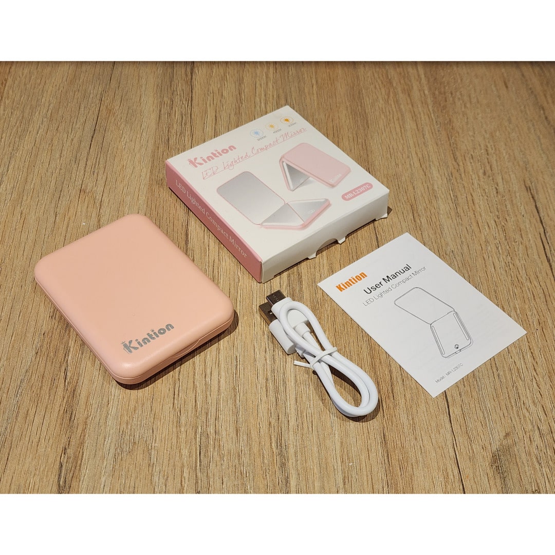 Espejo Compacto Recargable con Luz LED 3 Tonos