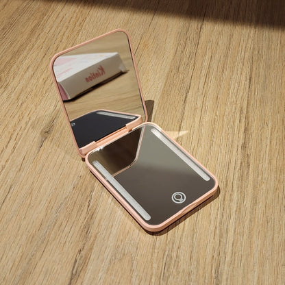 Espejo Compacto Recargable con Luz LED 3 Tonos