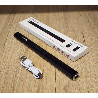 Encendedor Eléctrico USB de Plasma - Viento y Llama - Negro